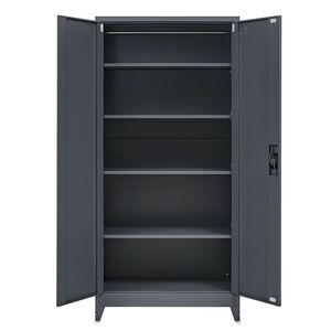 STEELEN Metal Wardrobe 70x40x181cm Thickness 0.6mm/0.8mm (floor) Galvanized with 4 Shelves and Adjustable Legs - 5 Storage Spaces Anthracite Matt