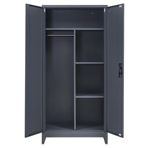 STEELEN Μεταλλική Ντουλάπα 70x40x181cm Πάχους 0.6mm/0.8mm (πάτωμα) Γαλβανιζέ με Χώρισμα και Ρυθμιζόμενα Πόδια - 5 Αποθηκευτικοί Χώροι Ανθρακί Ματ