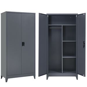 STEELEN Μεταλλική Ντουλάπα 70x40x181cm Πάχους 0.6mm/0.8mm (πάτωμα) Γαλβανιζέ με Χώρισμα και Ρυθμιζόμενα Πόδια - 5 Αποθηκευτικοί Χώροι Ανθρακί Ματ