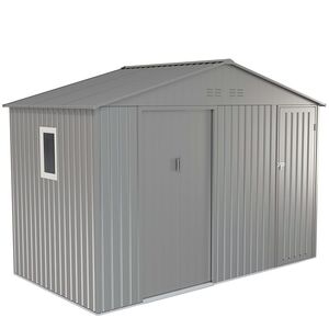 STEELEN Μεταλλική Αποθήκη Κήπου - Σπιτάκι Κήπου 341x191x220cm (11.2'x6.3') 6m² Γαλβανιζέ με Παράθυρο 2 Πόρτες-Χώρους BING B Γκρι