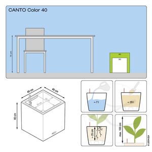 LECHUZA Canto Color 40 Επιδαπέδια Γλάστρα 40x40x40cm Αυτοποτιζόμενη με Δοχείο ΓΚΡΙ Όψη Φυσική Πέτρα Γερμανίας