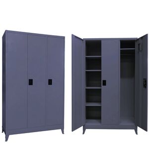 STEELEN Μεταλλική Ντουλάπα 115x45x191cm Γαλβανιζέ 3φυλλη με 5 Ράφια και Ρυθμιζόμενα Πόδια -7 Αποθηκευτικοί Χώροι 56.5kg Ανθρακί Ματ