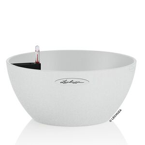 LECHUZA Cubeto Color40 Επιτραπέζια Γλάστρα Ø40x18.3cm Αυτοποτιζόμενη με Δοχείο Φύτευσης 11.5lt QUARTZ WHITE με Όψη Πέτρας Γερμανίας