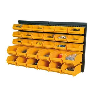 Εργαλειοθήκη Τοίχου/Organiser 64.6x18x38.5cm Πλαστικό ΣΕΤ 30 τεμαχίων με Διάτρητη Πλάτη 18+12 Σκαφάκια Μαύρο-Πορτοκαλί Artplast Ιταλίας