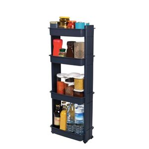 Τρόλεϊ Κουζίνας/Μπάνιου 37.5x23x101cm Πλαστικό 4όροφο με Ρόδες Ανθρακί