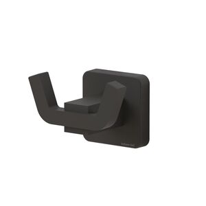 TEKNO-TEL Άγκιστρο-Κρεμάστρα 2 Θέσεων Μπάνιου 18x6x5cm Αλουμινίου Επιτοίχια με Βίδες Μαύρη Matte