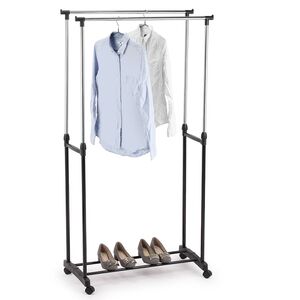 VESTA Κρεμάστρα Ρούχων Διπλή Δαπέδου 80x43x90-160cm με Ροδάκια και Ρυθμιζόμενο ύψος Διάμετρος Βεργών Ø19/Ø22/Ø16mm 1.64kg ΙΝΟΧ