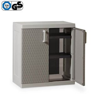 TOOMAX Ιταλίας XXL Πλαστική Ντουλάπα 89x54x96cm 16.5kg με 2 Εσωτερικά Ράφια-3 Χώρους MAX Αντοχή 120kg GREY/WARM GREY RATTAN XXL TUV/GS FASHION