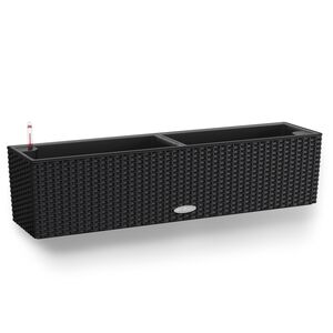 LECHUZA Balconera Cottage80 Ζαρντινιέρα 79x19x19cm Αυτοποτιζόμενη με 2 Δοχεία Φύτευσης Μαύρο του Γραφίτη Γερμανίας RedDot Award 2010