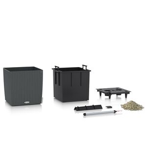 LECHUZA Cube Cottage 50 Επιδαπέδια Γλάστρα 49x49x49.5cm Αυτοποτιζόμενη με Δοχείο Φύτευσης Ανθρακί Γερμανίας