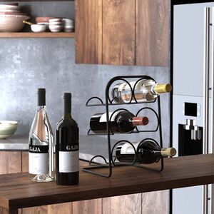 TEKNO-TEL Βάση-Κάβα 6 Φιαλών 22x20x33cm Επιχρωμιωμένο Ατσάλι Μαύρη Matt