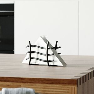 TEKNO-TEL Θήκη για Χαρτοπετσέτες Επιτραπέζια 17x9x12cm Επιχρωμιωμένο Ατσάλι Μαύρη Matte