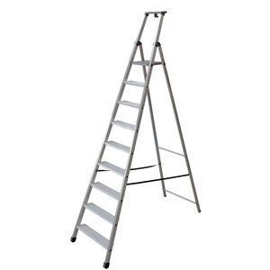 FACAL Ιταλίας Σκάλα Αλουμινίου 8+1 Επαγγελματική ΒΑΡΕΩΣ Τύπου Πάτημα Σκαλοπατιού 11cm Εργαλειοθήκη Ιμάντας Ασφαλείας 10.6kg MAX Αντοχή 150kg EN131 (TUV)