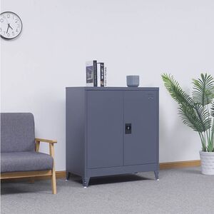 STEELEN Metal Wardrobe 70x40x101cm Thickness 0.6mm/0.8mm (floor) Galvanized with 2 Shelves and Adjustable Legs - 3 Storage Spaces Anthracite Matt