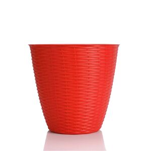 Κασπώ Στρογγυλό Πλαστικό με Σχέδιο Ψάθα Ø24x22cm Κόκκινο BAMA Ιταλίας