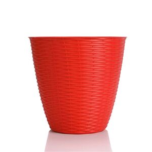 Κασπώ Στρογγυλό Πλαστικό με Σχέδιο Ψάθα Ø29x27cm Κόκκινο BAMA Ιταλίας