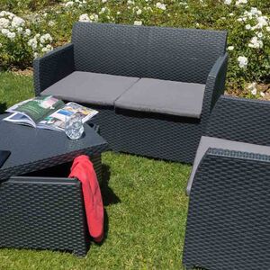 TOOMAX ITALY Καθιστικό-Σαλόνι Κήπου 4 Ατόμων + Τραπέζι Κήπου με Αποθηκευτικό Χώρο Πολυπροπυλένιο Rattan Ανθρακί ARTEMIDE 4 SEATS