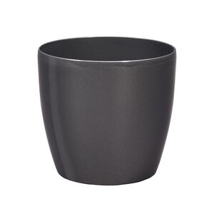 PLASTONA Caspo Γλάστρα ROTO BRILLANTE Γυαλιστερό Ø22 Πλαστικό Ανθρακί Ελλάδας