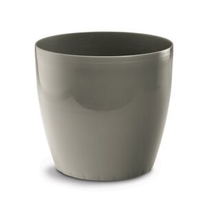 PLASTONA Caspo Γλάστρα με ρόδες ROTO BRILLANTE Γυαλιστερό Ø43 Πλαστικό Γκρι-Καφέ Ελλάδας