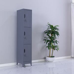 STEELEN Μεταλλική Ντουλάπα - Φοριαμός (Locker) 38x45x191cm 3 Θέσεων 22kg Πάχος 0.4mm 4 Ρυθμιζόμενα Πόδια Ανθρακί Ματ