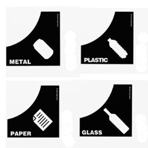 VIOMES Ελλάδας Αυτοκόλλητη Ετικέτα Premium 13x13cm Γωνιακή Αδιάβροχη με Σήμανση για Καπάκια Κάδων Ανακύκλωσης "Χαρτί" Μαύρη Διάφανη