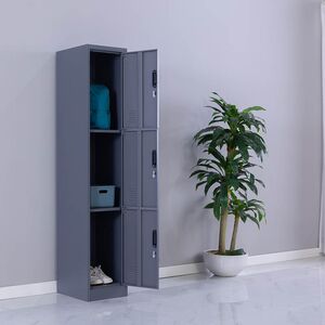 STEELEN Μεταλλική Ντουλάπα - Φοριαμός (Locker) 38x45x180cm ΧΩΡΙΣ ΠΟΔΙΑ 3 Αποθηκευτικοί Χώροι 22kg Πάχος 0.4mm Χωρίς Πόδια Ανθρακί Ματ