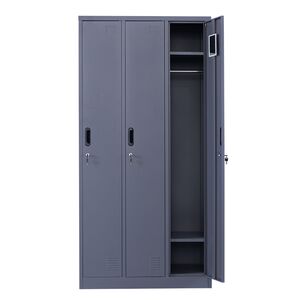 STEELEN Μεταλλική Ντουλάπα - Φοριαμός (Locker) 90x45x185cm 3φυλλη 51kg ΧΩΡΙΣ ΠΟΔΙΑ Πάχος 0.4mm Ανθρακί Ματ