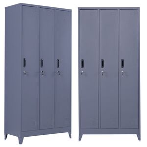 STEELEN Μεταλλική Ντουλάπα - Φοριαμός (Locker) 90x45x195cm 3φυλλη 51kg με Ρυθμιζόμενα Πόδια 9 Αποθηκευτικών Χώρων Πάχος 0.4mm Ανθρακί Ματ