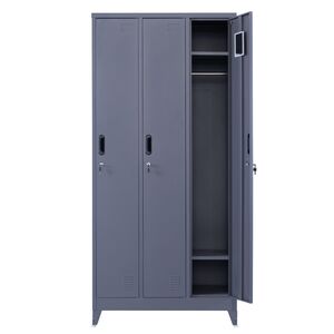 STEELEN Μεταλλική Ντουλάπα - Φοριαμός (Locker) 90x45x195cm 3φυλλη 51kg με Ρυθμιζόμενα Πόδια 9 Αποθηκευτικών Χώρων Πάχος 0.4mm Ανθρακί Ματ