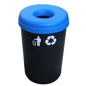 Κάδος Ανακύκλωσης 60lt Ø41x62.5cm 1.91kg Πλαστικός με Άνοιγμα Ø14cm στο Καπάκι Μαύρο-Μπλε Ελλάδας