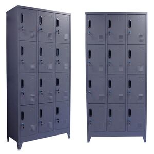 STEELEN Μεταλλική Ντουλάπα - Φοριαμός (Locker) 90x40x195cm 12 Θέσεων με Ρυθμιζόμενα Πόδια 42kg Πάχος 0.4mm Ανθρακί Ματ