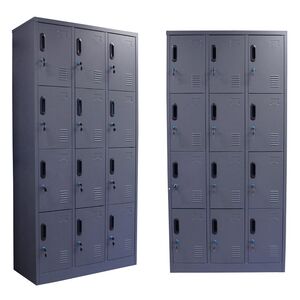 STEELEN Μεταλλική Ντουλάπα - Φοριαμός (Locker) ΧΩΡΙΣ ΠΟΔΙΑ 90x40x185cm 12 Θέσεων Χωρίς Πόδια 42kg Πάχος 0.4mm Ανθρακί Ματ