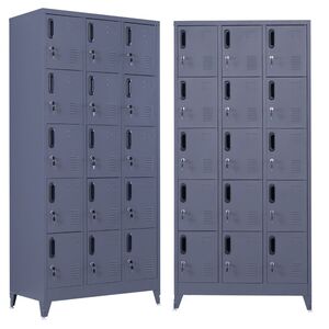 STEELEN Μεταλλική Ντουλάπα - Φοριαμός (Locker) 90x45x190cm 15 Ντουλάπια Πάχος 0.4mm με Ρυθμιζόμενα Πόδια 54kg Ανθρακί Ματ