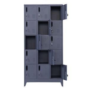 STEELEN Μεταλλική Ντουλάπα - Φοριαμός (Locker) 90x45x190cm 15 Ντουλάπια Πάχος 0.4mm με Ρυθμιζόμενα Πόδια 54kg Ανθρακί Ματ