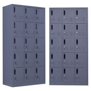 STEELEN Μεταλλική Ντουλάπα - Φοριαμός (Locker) 90x45x180cm 15 Ντουλάπια Πάχος 0.4mm ΧΩΡΙΣ ΠΟΔΙΑ 54kg Ανθρακί Ματ