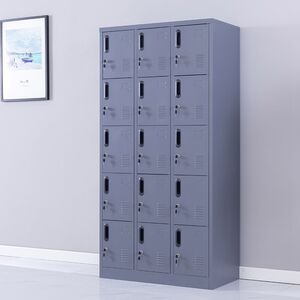 STEELEN Μεταλλική Ντουλάπα - Φοριαμός (Locker) 90x45x180cm 15 Ντουλάπια Πάχος 0.4mm ΧΩΡΙΣ ΠΟΔΙΑ 54kg Ανθρακί Ματ