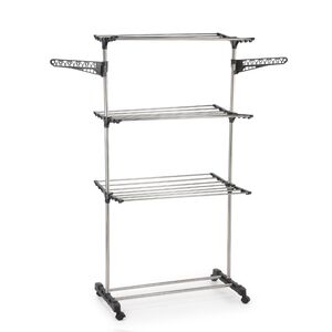 VESTA Απλώστρα Ρούχων PRATICO 80x57x165cm INOX Βάρος 2.65kg Πτυσσόμενη με Ρόδες