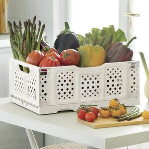 BAMA Ιταλίας Τελάρο Πολλαπλών Χρήσεων 40x30x17cm Πτυσσόμενο/Στοιβαζόμενο Χωρητικότητα 20lt Πλαστικό 0.55kg Κρεμ με Λαβές