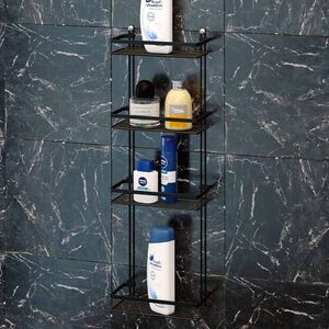 TEKNO-TEL Ραφιέρα Μπάνιου Τοίχου 4όροφη 25x11.5x75cm Επιχρωμιωμένο Ατσάλι Μαύρη
