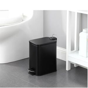 VESTA Κάδος Μπάνιου 5lt Ορθογώνιος με Πεντάλ Soft Close 29x14x30cm Καπάκι Slim Μεταλλικός Matte Μαύρος