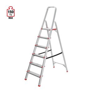 VESTA Σκάλα Αλουμινίου 5+1 Σκαλιά 47.5x110x166cm Αντοχή 150kg Βάρος 3.93kg με Ιμάντα