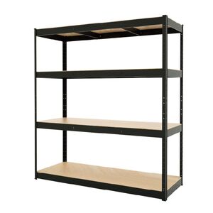 VESTA Μεταλλική Ραφιέρα Dexion 4όροφη Βαμμένη 160x60x180cm με Μοριοσανίδες Πάχους 6.8mm 38kg Πάχος Δοκών 1mm MAX Αντοχή 1200kg Μαύρη