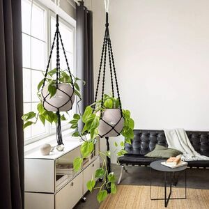 LECHUZA Macrame (Μακραμέ) Κρεμαστή Θήκη Γλάστρας Natural BOHO 120