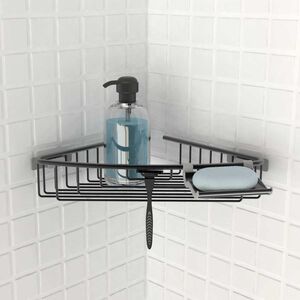 Ραφιέρα Μπάνιου Γωνιακή 35.5x21x7cm 0.38kg Αλουμίνιο Μαύρο