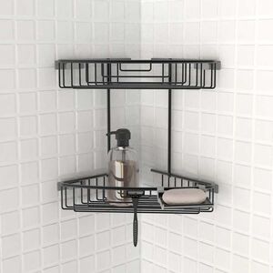 Ραφιέρα Μπάνιου Γωνιακή 2όροφη 35.5x21x35cm 0.83kg Αλουμίνιο Μαύρη