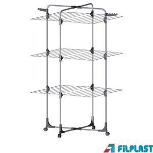 FILPLAST Απλώστρα Τηλεσκοπική 72x72x136cm 3 Επιπέδων Αλουμινίου με Μεταλλικές Βέργες Τροχήλατη Άπλωμα 30m Βάρος 2.8kg UFO 30 Ιταλίας