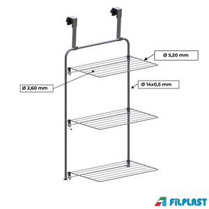 FILPLAST Απλώστρα Πόρτας 53.5x34x106cm Μεταλλική 3 Επιπέδων 11m Άπλωμα Βάρος 2.2kg Tulipano 11 Plus Ιταλία
