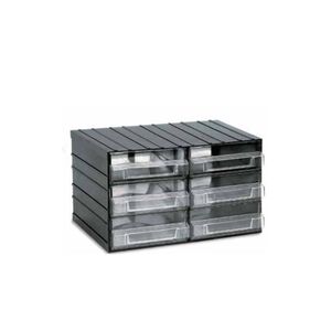 Σύστημα Αποθήκευσης Πολλαπλών Χρήσεων/Συρταριέρα Εργαλειοθήκη Organiser 38.2x29x23cm με 6 Διάφανα Συρτάρια Μαύρο Artplast Ιταλίας