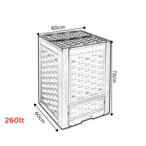 TOOMAX FASHION ITALY 260lt Κομποστοποιητής-Κάδος Κομποστοποίησης Πλαστικός Κήπου 60x60x73cm Μαύρος COMPOSTER