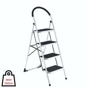 VESTA Σκαλοσκαμπό Μεταλλικό 47.5x83.5x142cm με 4 Σκαλιά MAX Αντοχή Βάρους 150kg Βάρος 8.7kg DELUXE Λευκό
